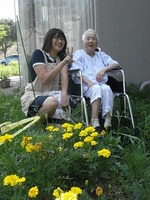 きれいなお花を鑑賞中